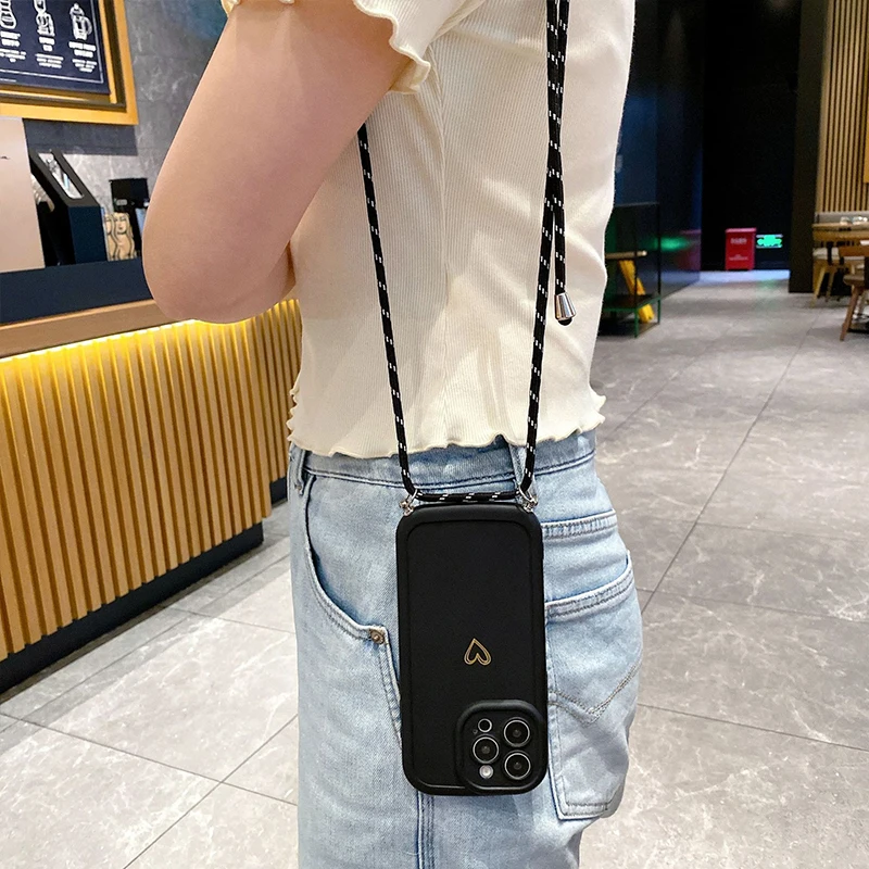 รูปสินค้า เคสสายคล้องคอ Lanyard Love ซิลิโคน สำหรับ iPhone