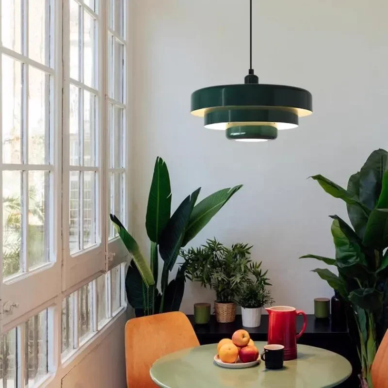 Nordic LED Pendant Light Macaron Carbon Steel Aluminum White Dark Green Orange Illuminations For Restaurant Living Rooms Fixture 4