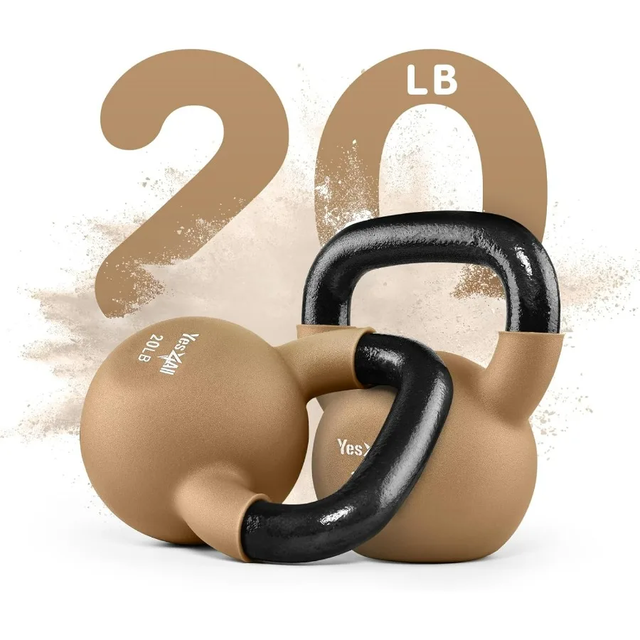 Kettlebell, 5-65 LB Neoprene Coated Cast Iron Kettlebells, Wide Grip Handle & Flat Bottom for Swings, Squats, Deadlifts, Push Up