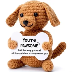 Whimsical Handmade Crochet Coffee Doll with Card - Unique Christmas Gift & Home Decor Ornament (Dog)