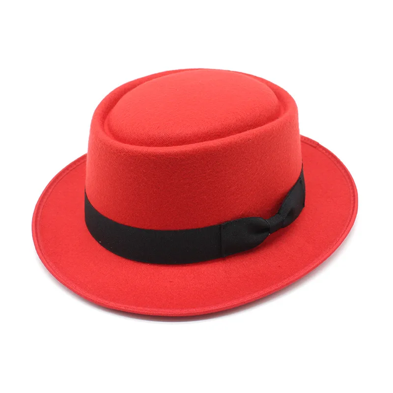 Fashion Men Pork Pie Hat Woolen Felt 
