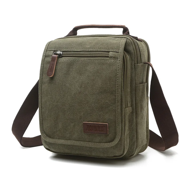 

New Vertical Canvas School Bag High Quality Messenger Bag Military Shoulder Bag Large Capacity Handbag Small Square Bag