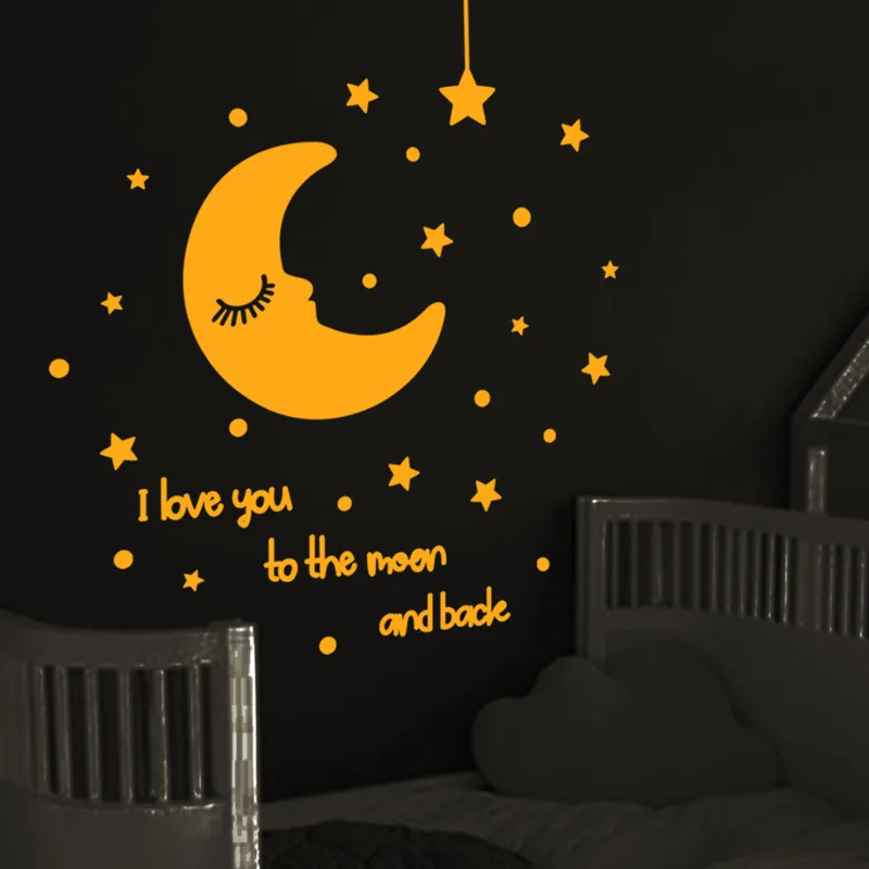 Романтические мечтательные наклейки на стену с надписью Love You Moon Star оранжевый