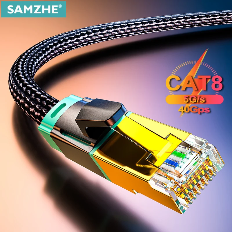 Samzhe cat8 ethernet cabo sftp 40gbps rj45 super velocidade do cabo de ...