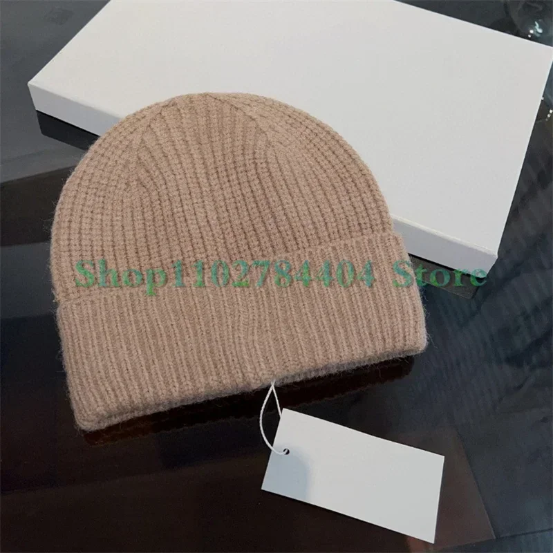 

414786 Winter Khaki Beanies Hat Outdour Fashion Women Knit Hats Luxury Embroidery Logo Design Wool Hats Seam Keep Warm 2023 New