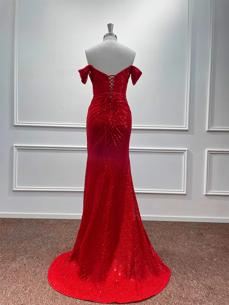 Women Prom Dresses Real Photo Mermaid Glitter Tulle Evening Dresses