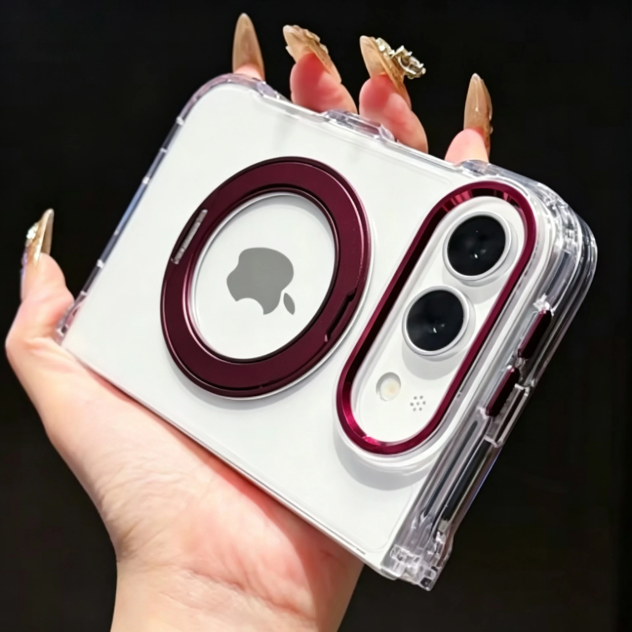 Foldable iPhone Duo Case with MagSafe and 360° Magnetic Stand - Clear Acrylic Protection