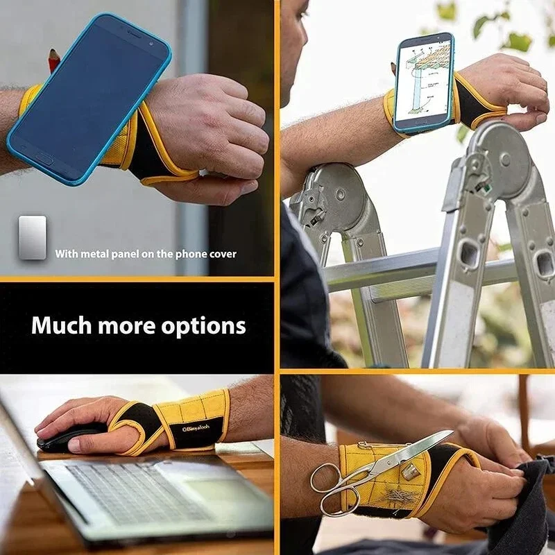 Magnetic Tool Wristband - Adjustable Wrist Strap with Strong Magnets for Holding Nails and Screws