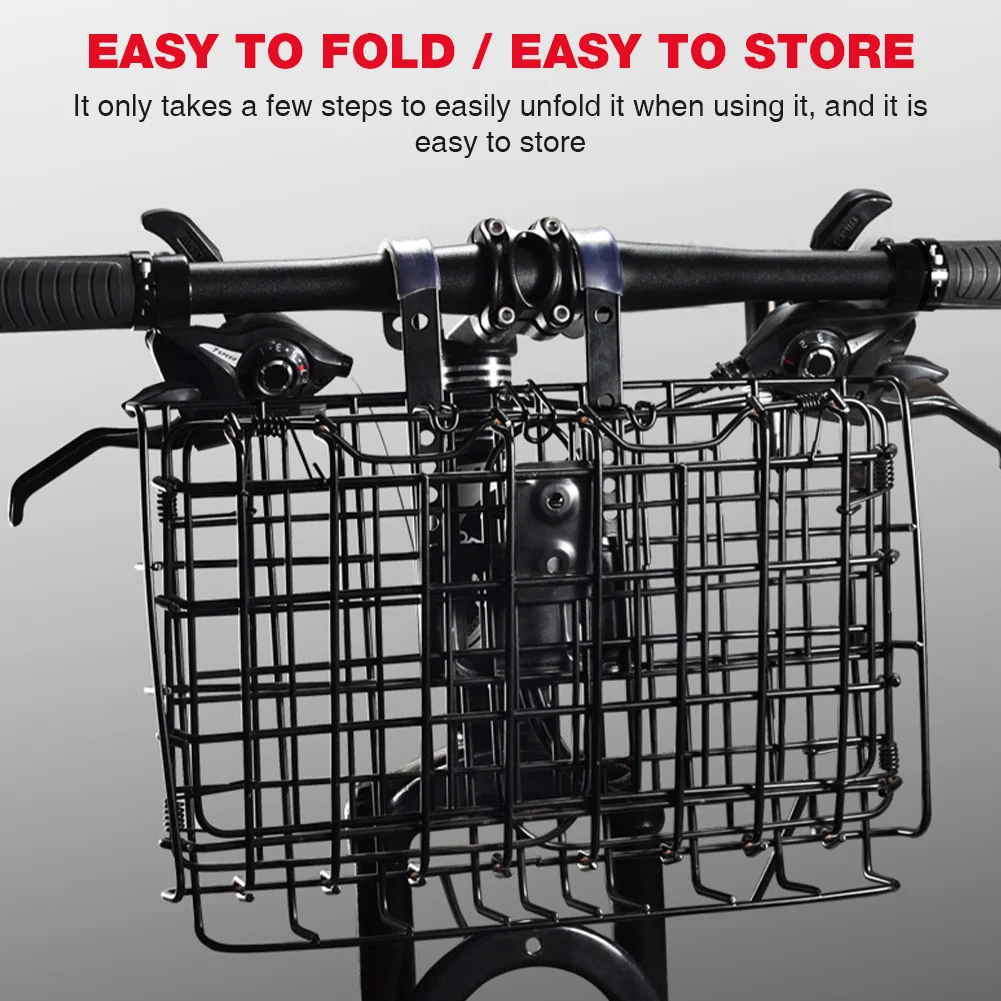 Folding Bicycle Basket Rust Proof Quick Release Frame Basket Foldable Fold-Up Bike Cargo Rack for Outdoor Cycling Travel Basket
