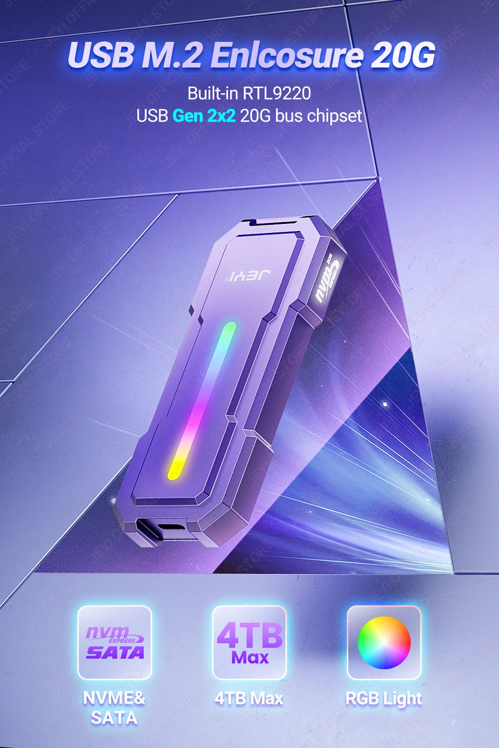 alumínio, Suporte USB 3.2 GEN2x2, UASP Trim,
