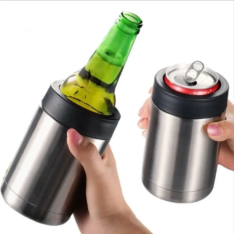 Beer Bottle Cooler Beer Cooler Drink Cooler 12 OZ Stainless Steel Double Wall Vacuum Insulated Beer Bottle Cold Keeper Can Bottle Holder Beer Cooler Bar Accessories