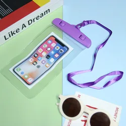 Waterproof Phone Pouch with Lanyard - Universal Underwater Mobile Case for Swimming & Beach Activities (Purple)