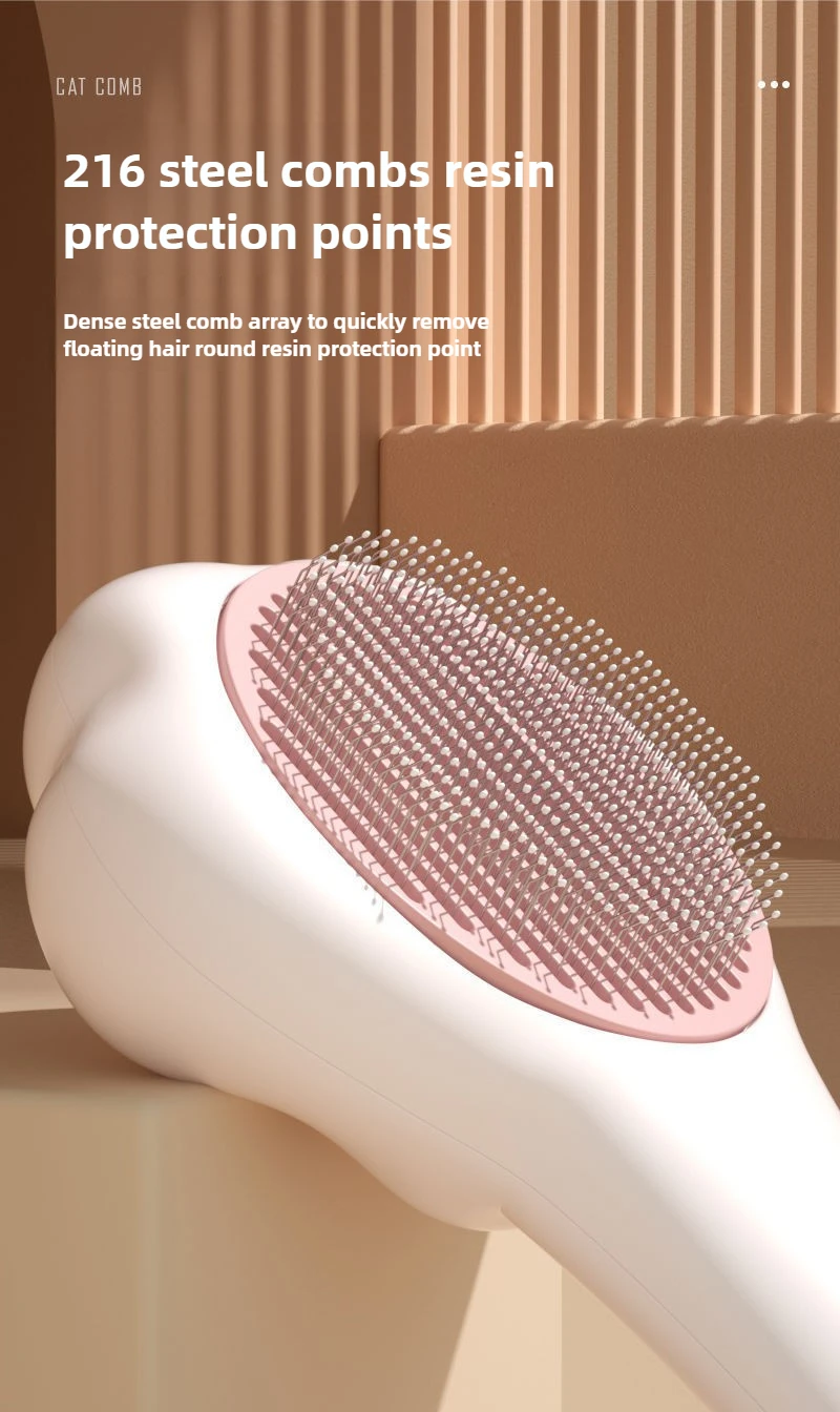Cat Grooming Flea Comb With Release Button For Pet Hair Removal_voghion.com