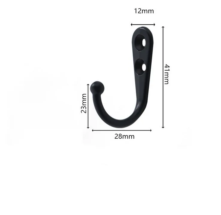 

10pcs Small Black Hooks Coat Hangers Screws Zinc Alloy 21X12X30mm Home Storage Organization Multi-Purpose Hooks Cupboard Parts