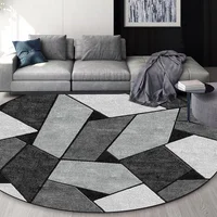 Modern Geometric Round Carpet Living Room Grey Luxury Decoration Home Bedroom Soft Rugs Lounge Coffee Tables Non-slip Floor Mats 2