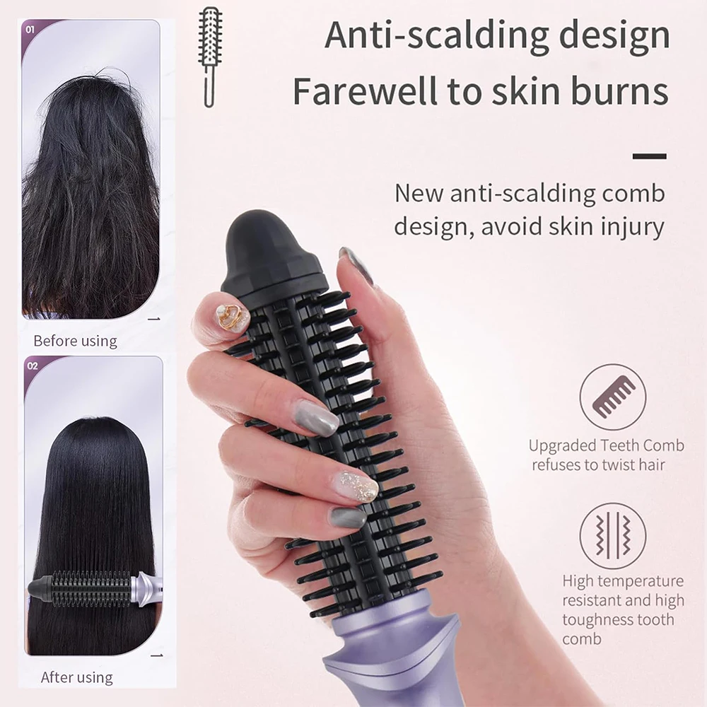 3/4 Inch Curling Iron Brush Fast Heating Ceramic Tourmaline Hair Curling Wand Travel Hot Brush with Barrel for All Hair Types