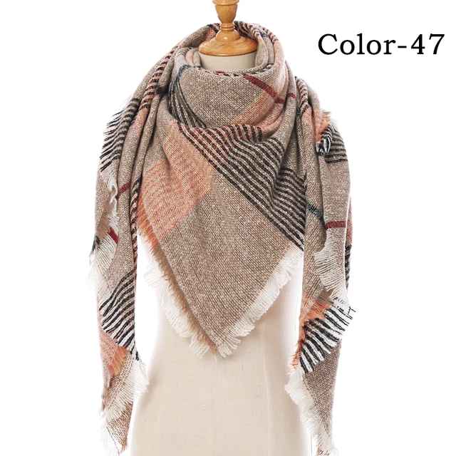 2021 new Cashmere Scarf For Women Plaid Knitted Triangle Pashmina Winter Warm Shawl Wraps Bufanda Female Soft Neck Echarpe UE-47