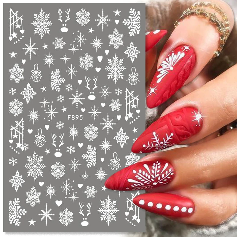 Christmas Nail Art Stickers 3D Snowflake Geometry Letter Animal Elk Mountain Winter Xmas Design Manicure WaterSlider Decoration nail stickers,nail art decoration,nail decals