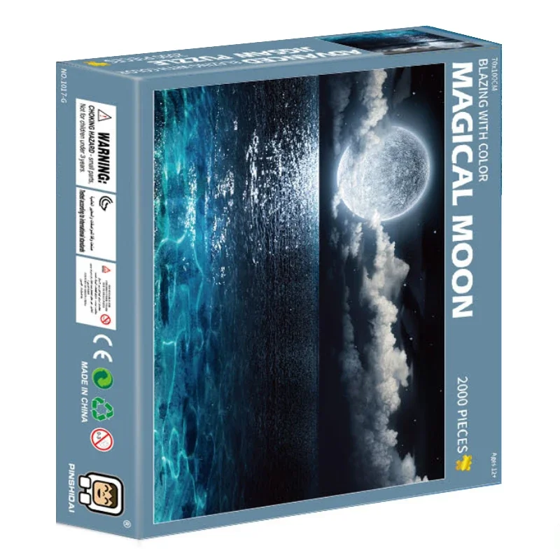 70*100cm 2000pcs Advanced Paper Jigsaw Puzzle Magical Moon Landscape Painting Stress Reducing Blazing with Color Christmas Gift 4