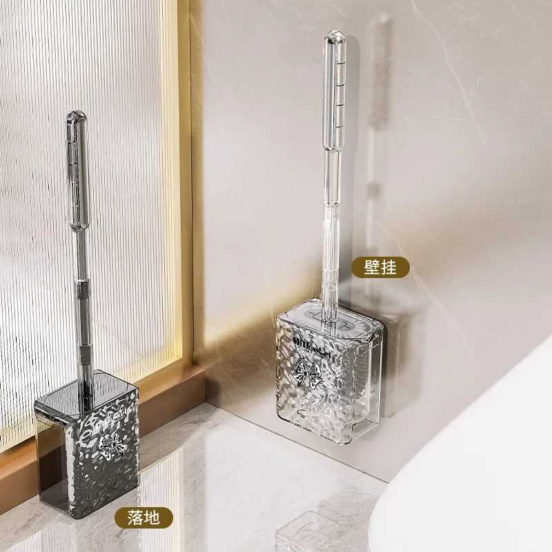 Toilet brush wall mounted cleaning brush silicone long handled transparent toilet cleaning bathroom accessories