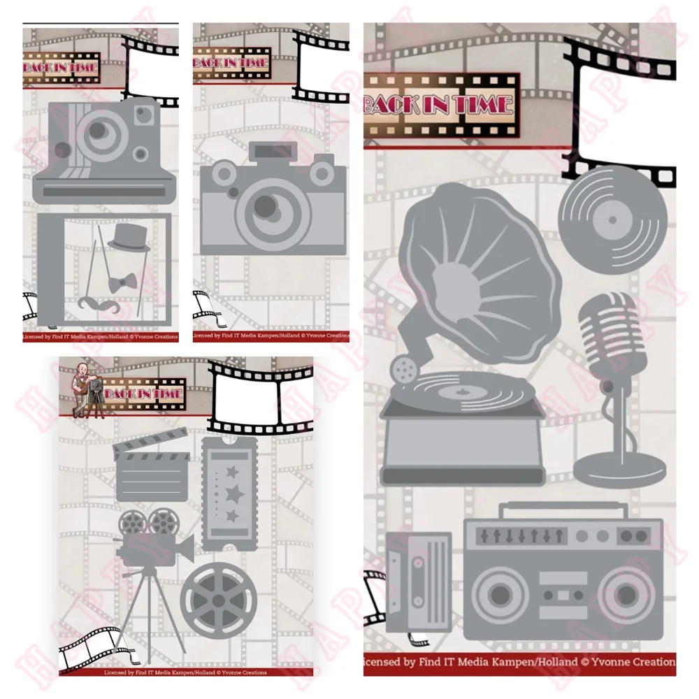 2022 Arrivo Nuovo Film Polaroid Camera Grammofono Taglio Muore Scrapbook Diario Carta Modello Artigianale Biglietto Di Auguri Fai Da Te Fatto A Mano