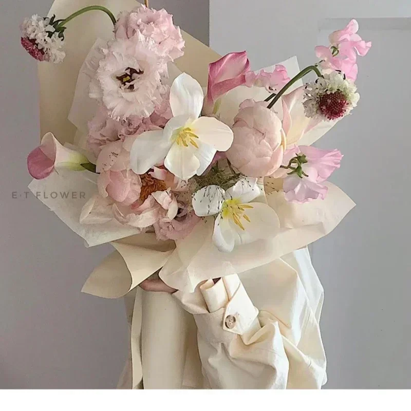 Flower Gift Wrapping Paper Monochrome Solid Color Packaging Paper Skin Feel Waterproof Matte Film Floral Roll Pack film