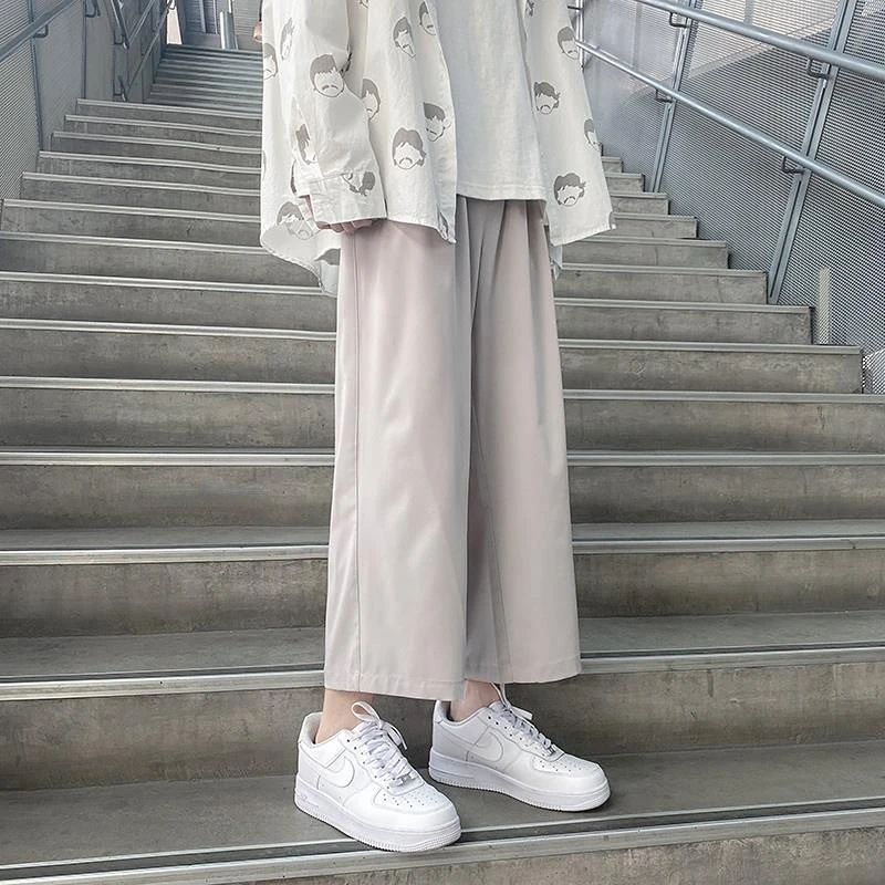

Feiernan 2022 Ins White Wide Leg Pants for Women Solid Female High Waist Trousers Causal Straight Baggy Full Length Bottoms