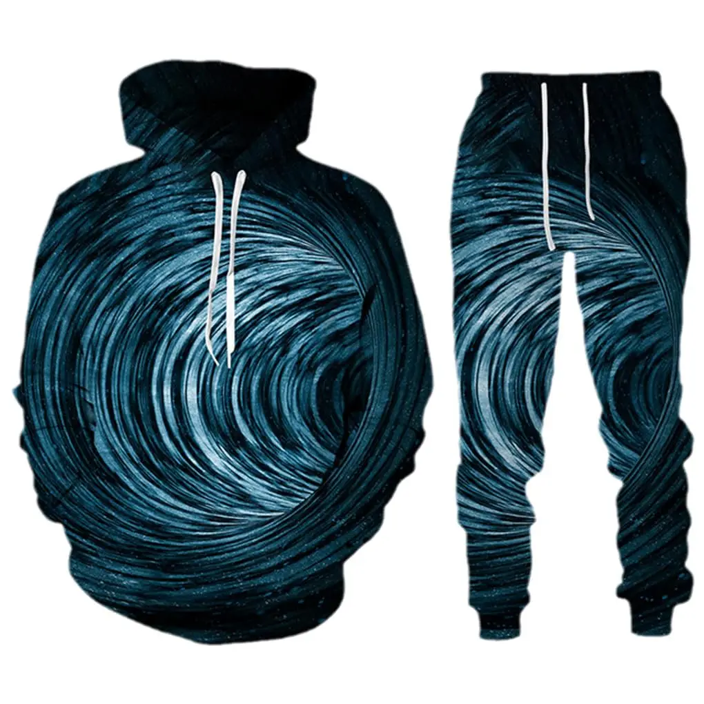 Men's 3D Printed Hoodies Pant Sets Hip Hop Sweatshirts