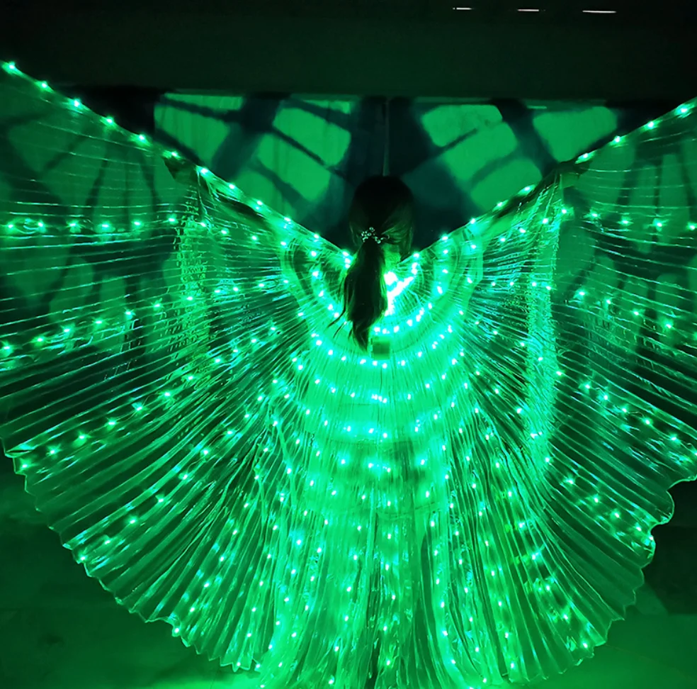 iMucci Luces LED para danza del vientre, alas de isis, alas de danza de  ángel con varillas telescópicas, varillas flexibles para adultos y niños