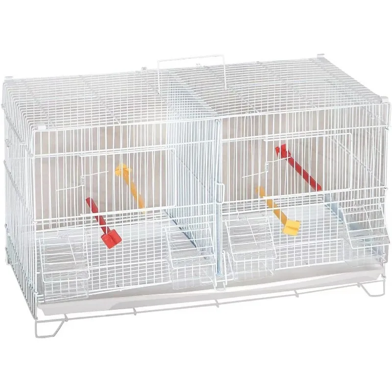 Set of 4 Stackable Breeding Bird Cage for Canary Finch Small Birds (White) 3