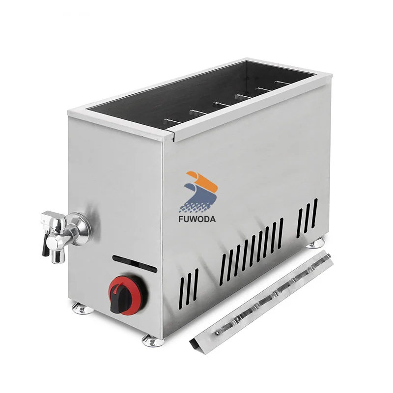 Hot Dog Roller Maker Sausage Cheese Snacks Food Commercial 21L Large Capacity Gas Cheese Hot Dogs Sticks With Deep Fryer Machine 4
