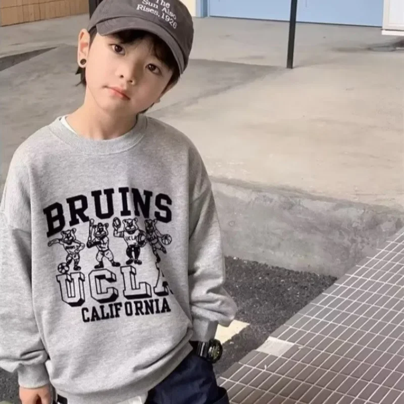 

Boys' Sweater Spring And Autumn Style New Mid Sized Children's Autumn Top Boys' Autumn Bottom Shirt Fashionable And Fashionable
