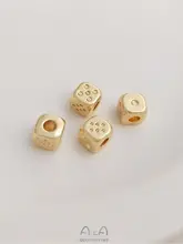 14K gold plated dice square beads hand beaded diy bracelet necklace accessories loose beads hand accessories 