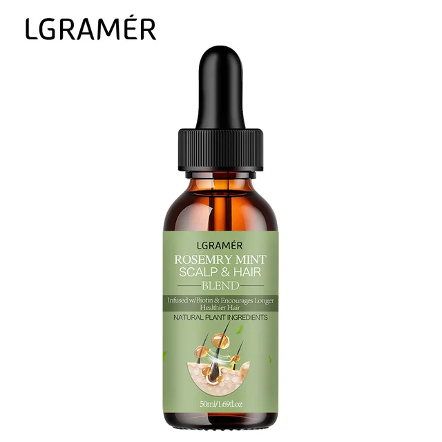 Huile essentielle pour la croissance des cheveux, soin nourrissant pour chevelure sèche, à base de romarin et menthe, traitement pour pointes fourchues 1