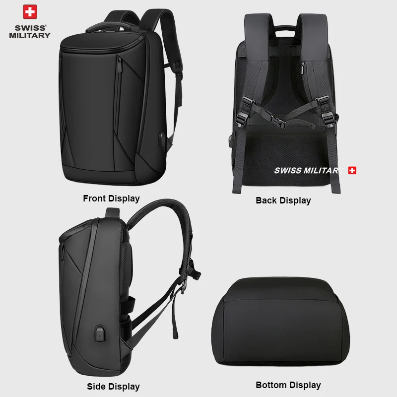 SWISS MILITARY 17 inch Laptop Backpack For Men Travel Spacious Backpack Business Backpack Waterproof Schoolbag Computer Bag