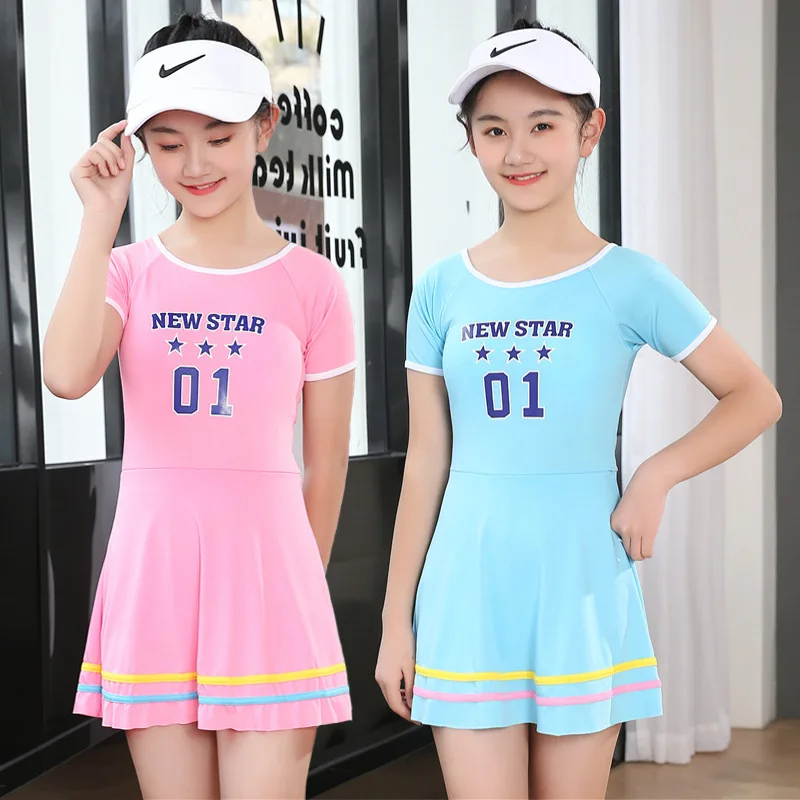 

Cute Zhongda Children's Sports One Piece Swimwear Girls' Hot Spring Swimwear Sunscr Bathing Suiteen and quick drying