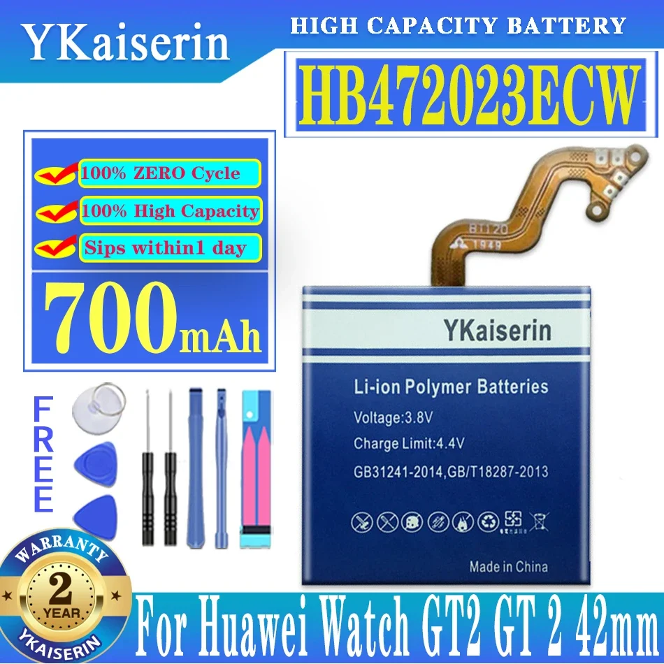

YKaiserin Battery HB472023ECW 700mAh Battery for Huawei Watch GT2 GT 2 42mm Bateria Fast Shipping