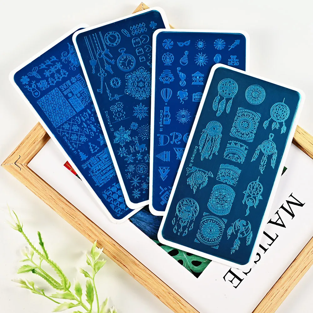 2023 Flower Leaves Nail Stamping Plates  6X12mm Leaf Floral Butterfly Line Printing Stencil Nail Stamp Templates Nail Art Tools 3