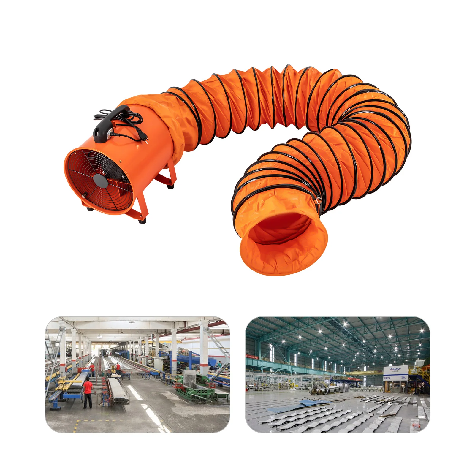 

520W Utility Blower Fan High Velocity Portable Ventilator Low Noise Air Blower with 5M Duct Hose