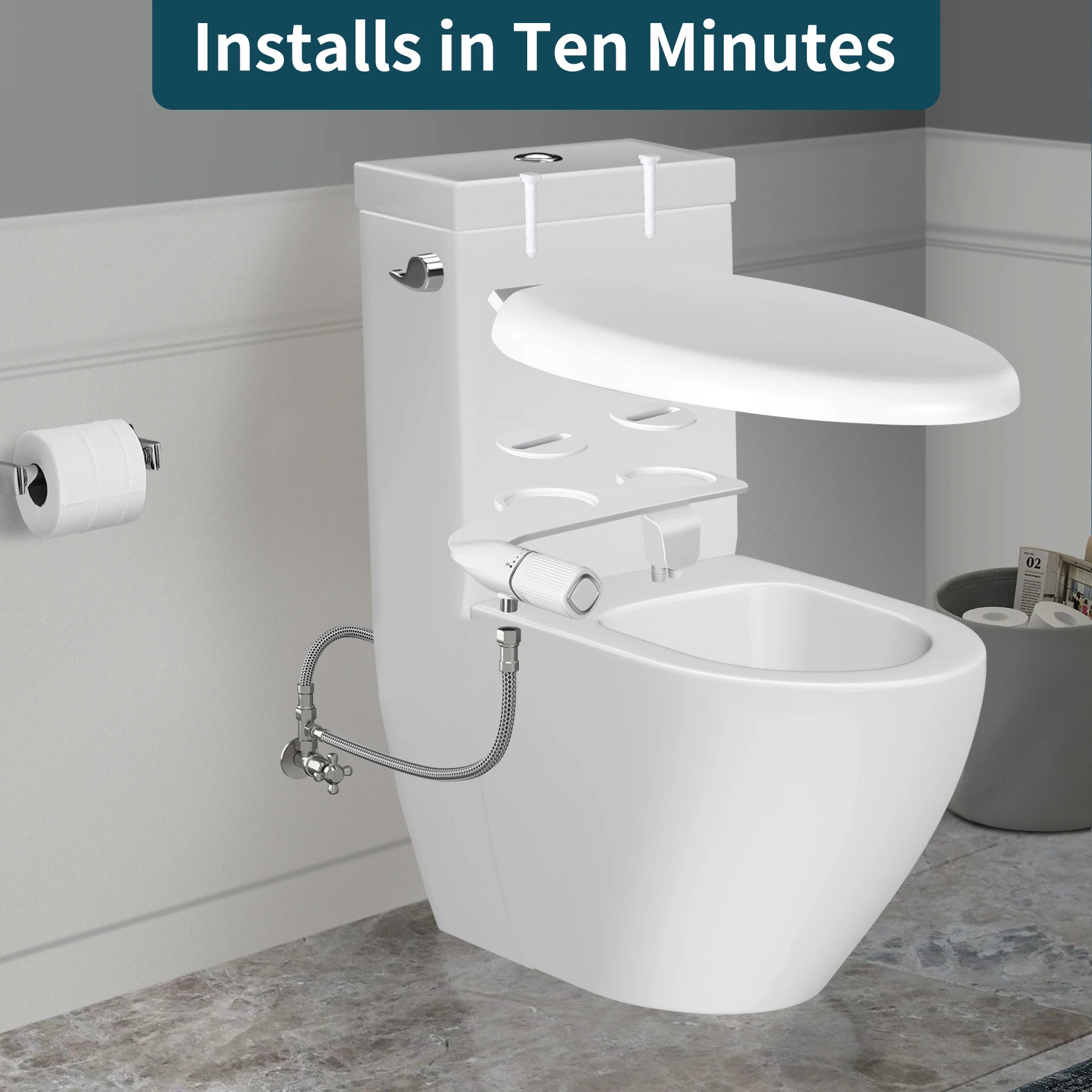 SAMODRA Bidet Non-Electric Toilet Attachment Dual Nozzle Bidet Adjustable Water Pressure With Brass Inlet 4