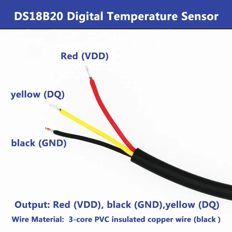 รูปสินค้า เซ็นเซอร์วัดอุณหภูมิ DS18B20 ตัวเรือนสแตนเลส 304