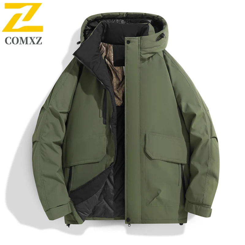 COMXZ Racing Jackets Detachable Hood Warm Waterproof Climbing Camping Men's Windbreaker Jacket Adventure Fleece Warn Outerwear