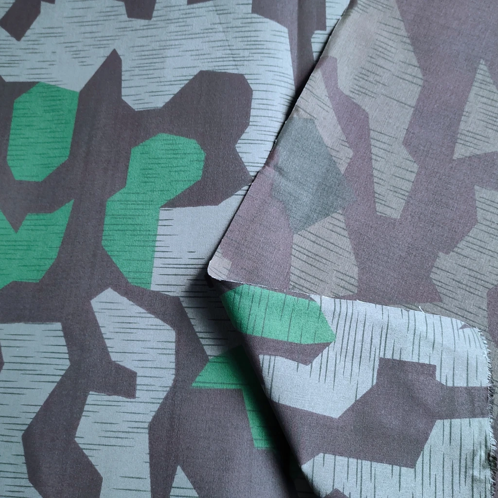 WW2 GERMAN ARMY SPLINTER CAMO REVERSIBLE CAMOUFLAGE FABRIC COTTON 150CM X 100CM UNIFORM REPAIR