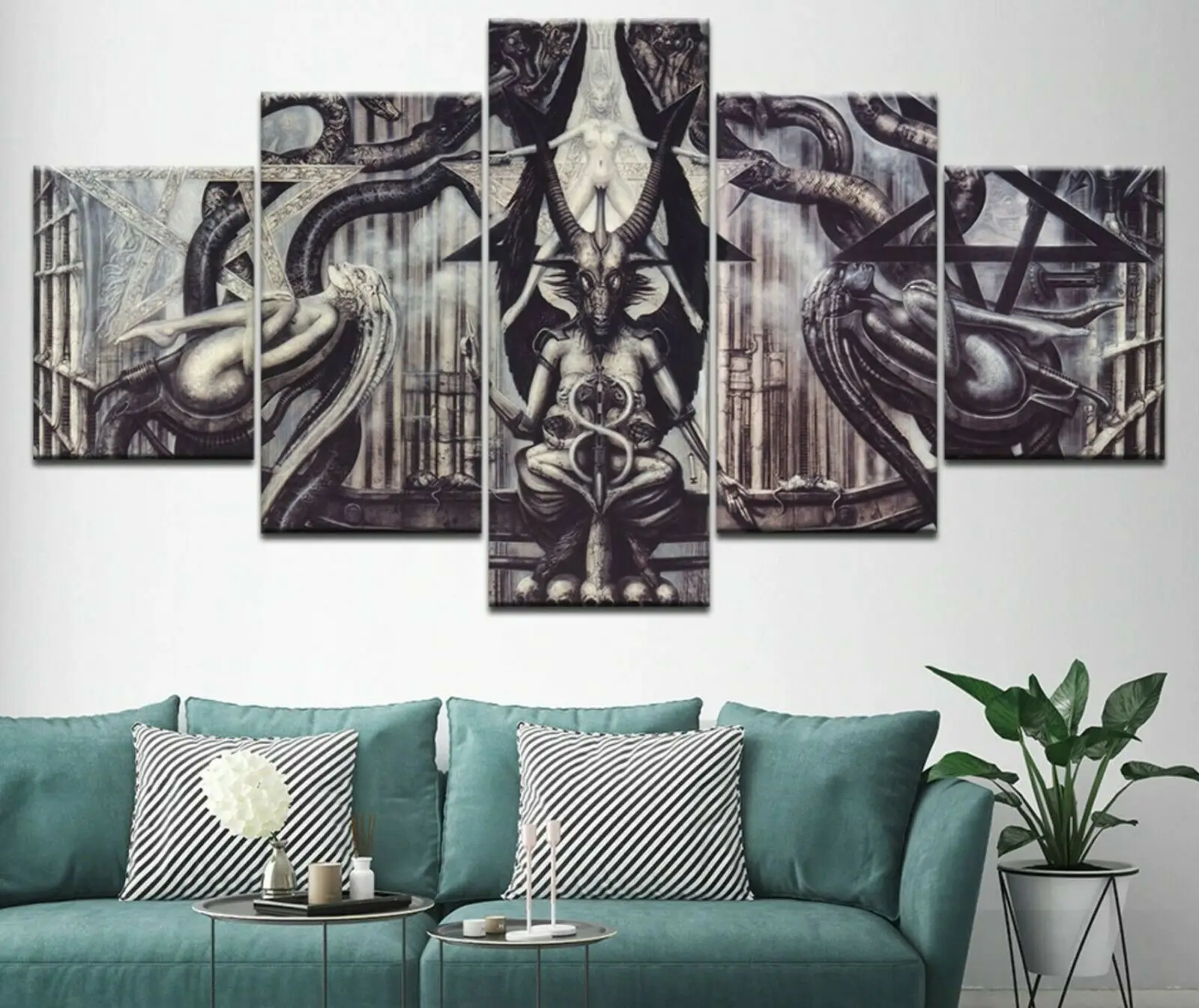 

Abstract Baphomet 5 Pcs Canvas Wall Art Painting Poster Home Decor 5 Panel HD Print Pictures No Framed 5 Piece Room Decor