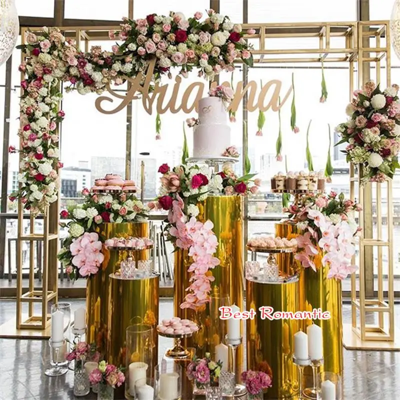 Factory source iron plating France gold color arch outdoor wedding square frame wedding card photo background frame