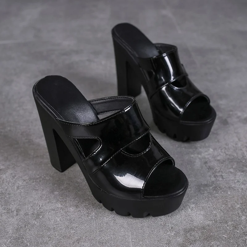 Slippers Women 39 Summer Fish Mouth All-match Casual Waterproof Platform Thick High Heels Ladies Shoes Chaussures Femme Ete 2023