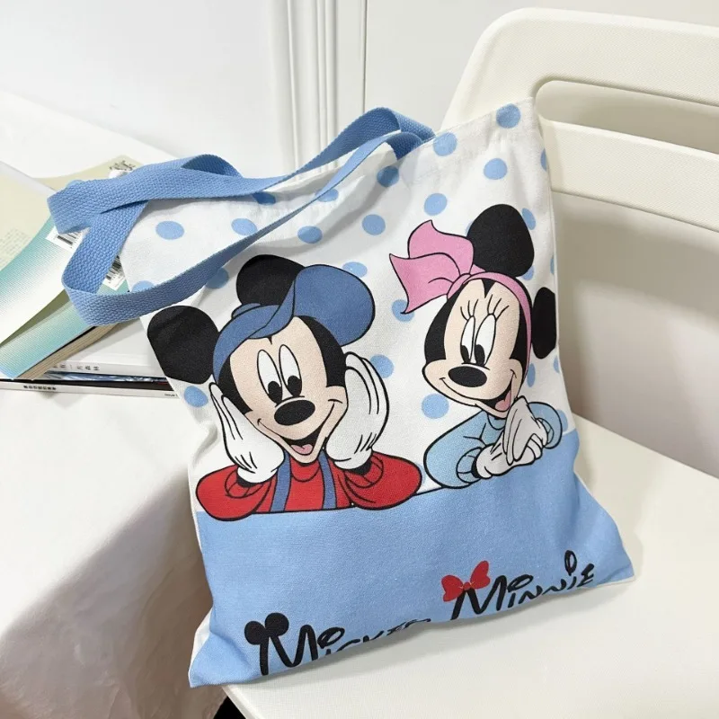 Nuevo bolso de mano con estampado creativo de dibujos animados de Mickey y Minnie de Disney, bolso de lona de gran capacidad a la moda para mujer - Imagen 5