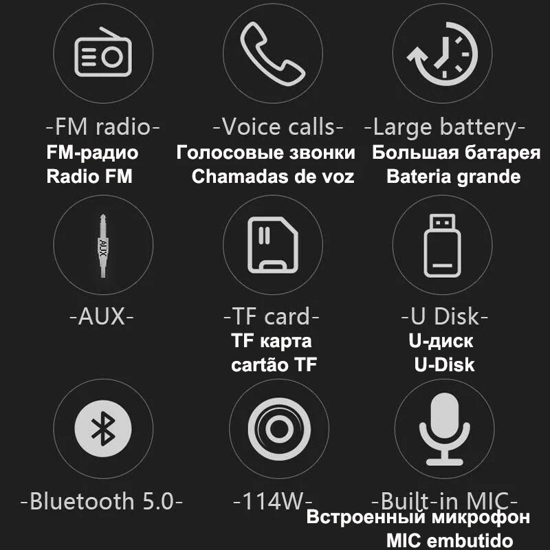 US $31.48 - 32.98 Powerful Subwoofer Portable Radio FM Wireless Caixa De Som Bluetooth Speaker Music Sound Box Blutooth For Large High Power Bass