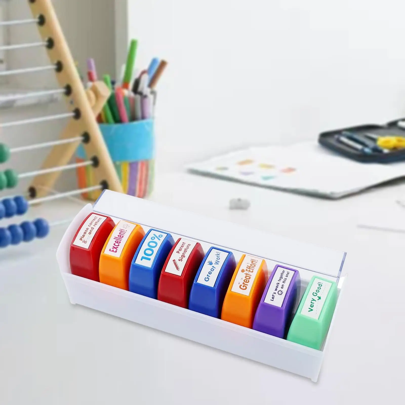8 Pieces Teacher Stamps Encouraging for Grading Review Homeschool Setting School Assessment