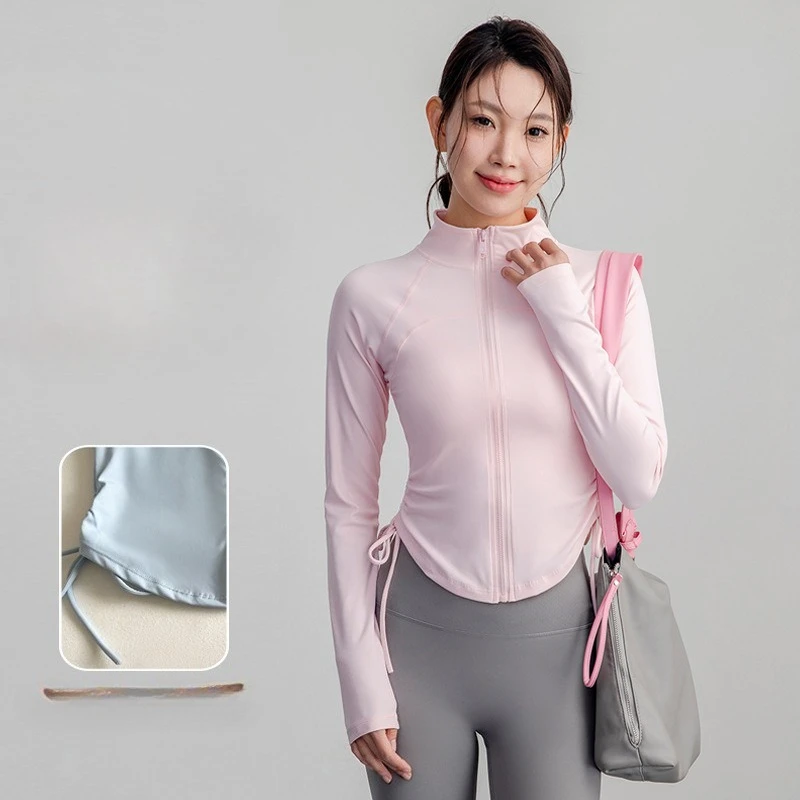 Quick-drying Slim Sports Jackets Women's Zipper Yoga Tops Outdoor Exercise Running Fitness Long Sleeve Coats Workout Sweatshirt